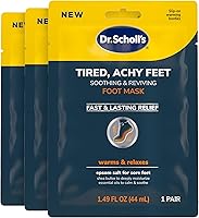 Dr. Scholl's Tired Achy Feet Foot Mask - Self-Heating Warming Booties, 3 Pairs for Soothing Relief & Moisturizing Revival