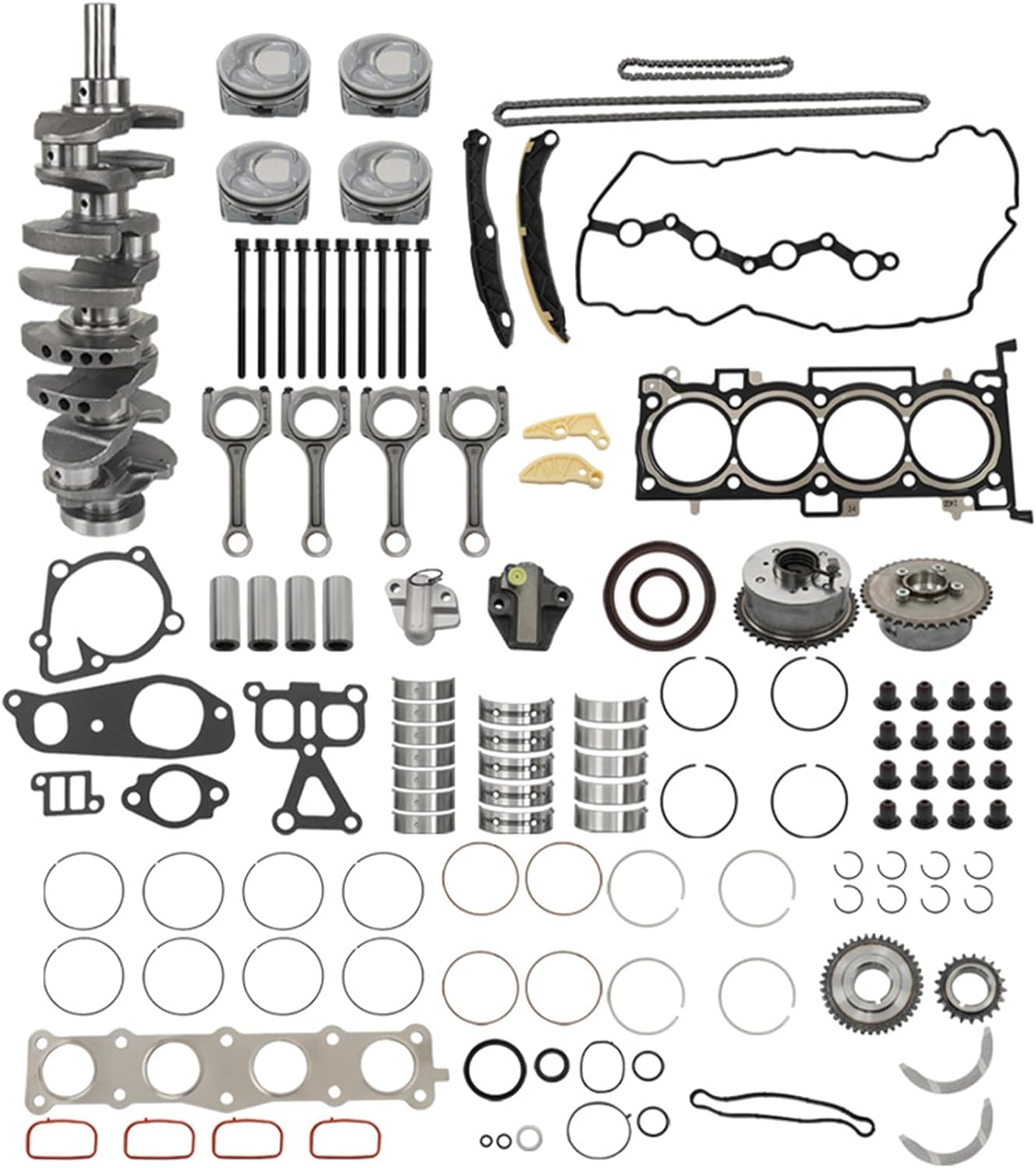 labwork G4KJ Engine Crankshaft Con Rods Timing Kit 23410-2G500 209102GA02 Replacement for Kia 2.4L