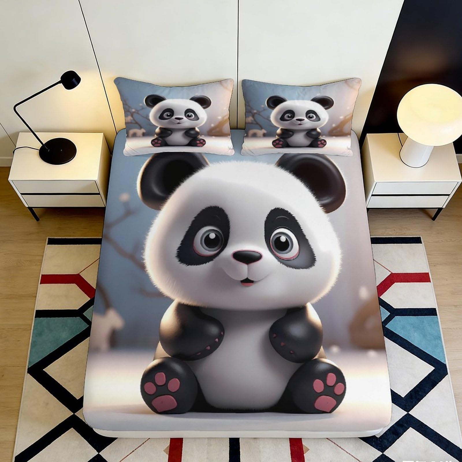 3D Printed Reindeer Fitted Sheet Microfiber Full Wrap Deep Pocket Non-Slip Reindeer Mattress Fitted Cover Bedroom 140x200x25cm
