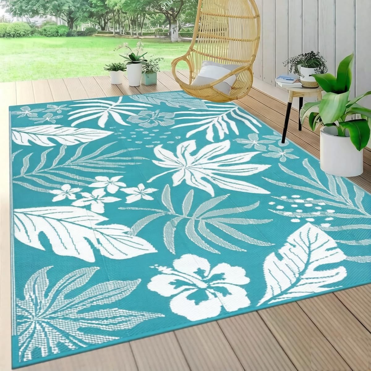 Tappeto Esterno Impermeabile Reversibile, Stuoia da Giardino in Paglia di Plastica, per Terrazzo Balcone Campeggio RV Picnic Spiaggia Giardino [120X180cm]