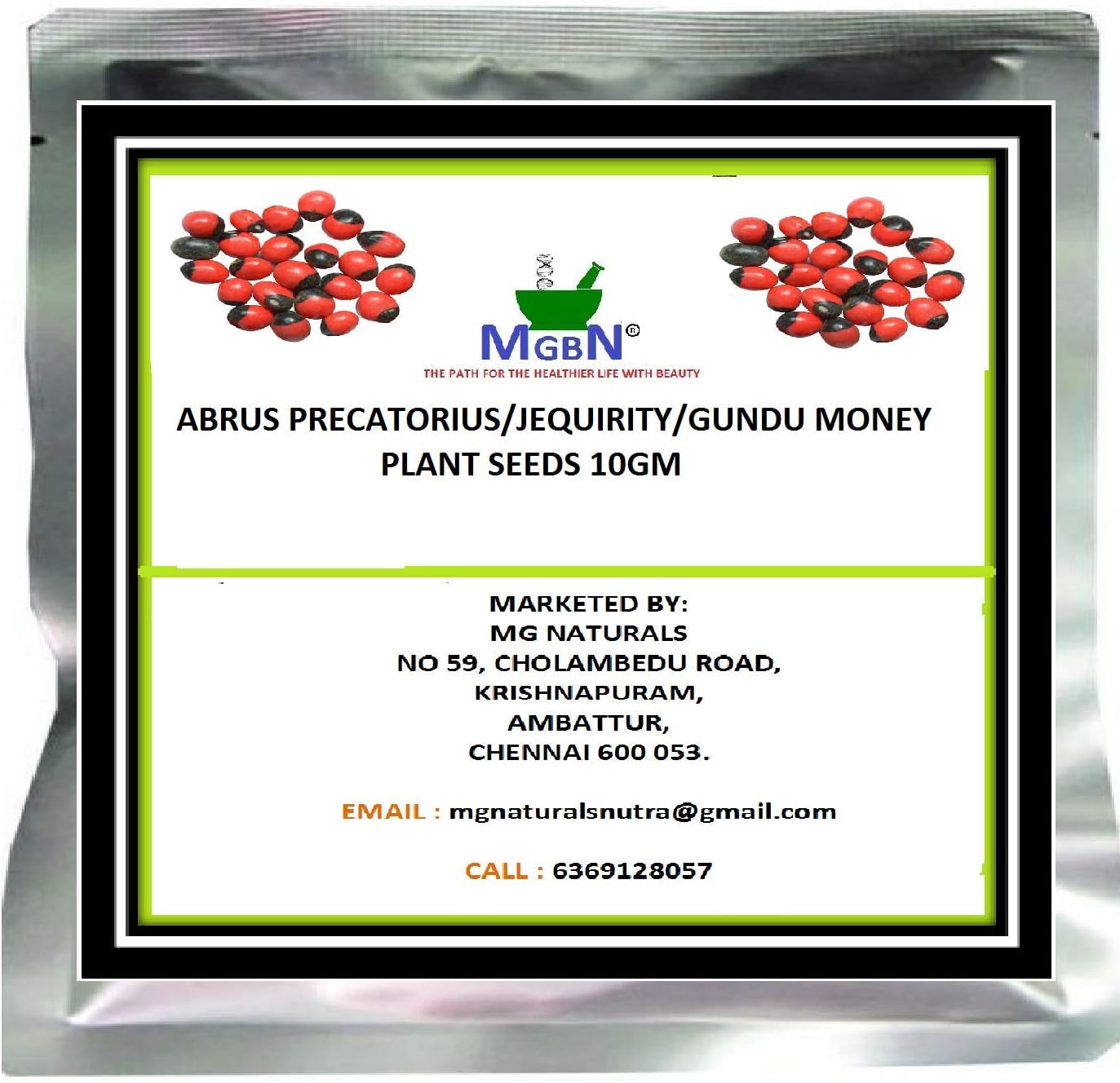 Mgbn The Path For The Healthier Life With Beauty Abrus Precatorius/Jequirity/Gundu Money Plant Seed 10Gm (With Free Plant Seeds)