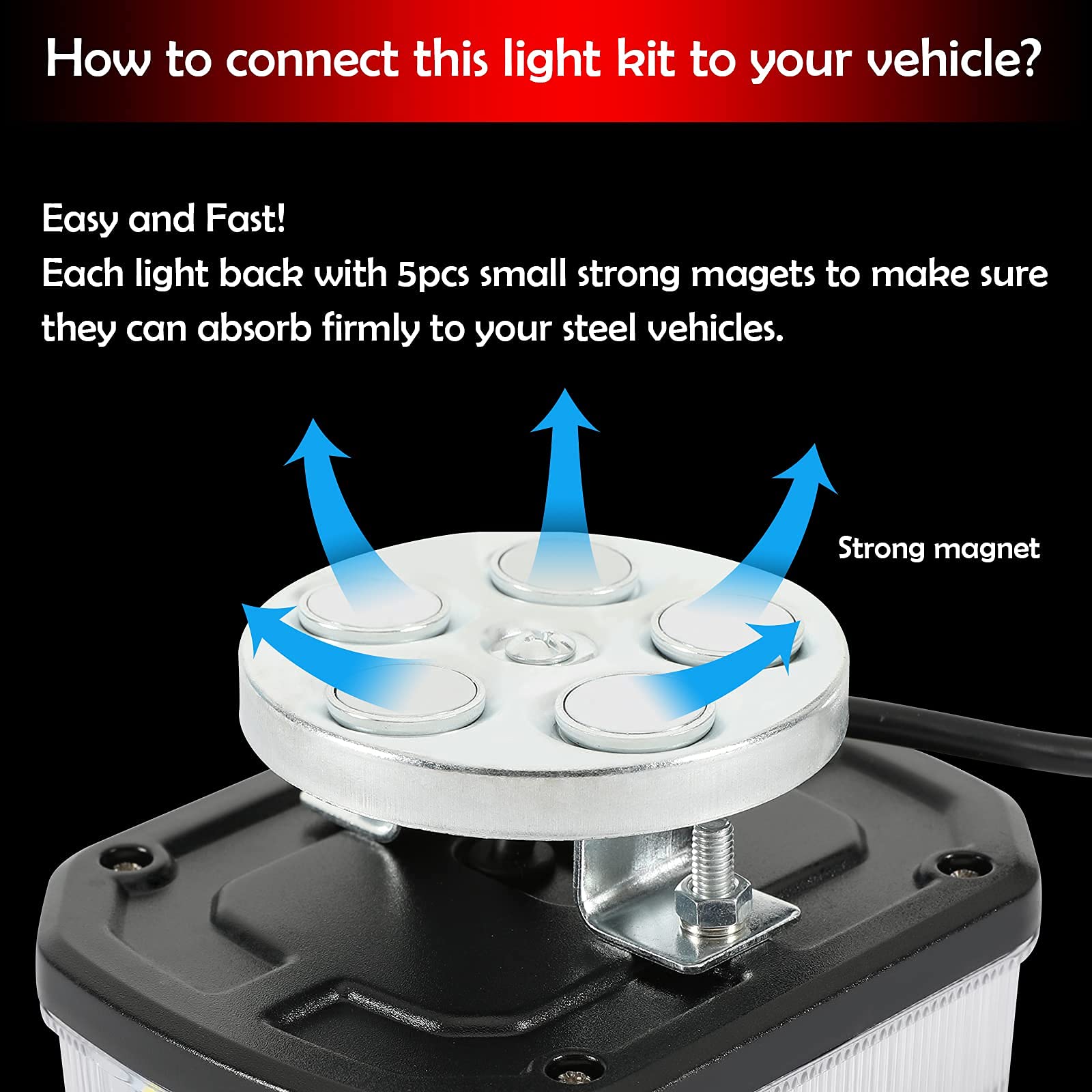 Magnetische LED Rückleuchten für Anhänger Set 10-30V, Dynamisch Fließend Mit 7-Poligem Stecker, 7,5m Kabel, Wasserdicht, E-Mark