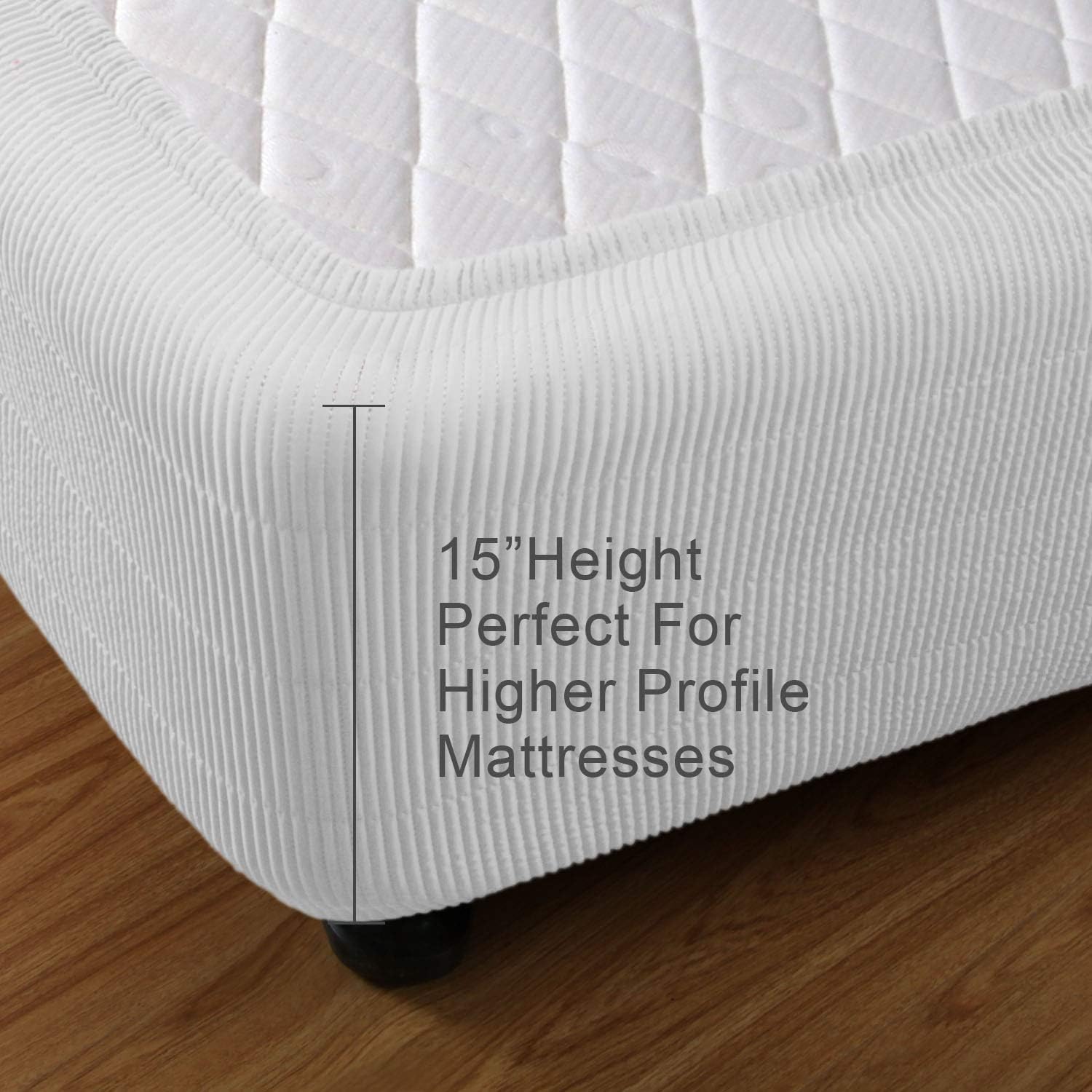 Marquess Box Spring Cover-Premium Elastic Box Spring Wrap Around Bed Skirt, Queen Size Box Spring Cover Bed Frame Cover,15 Inches Tall(White,Queen)