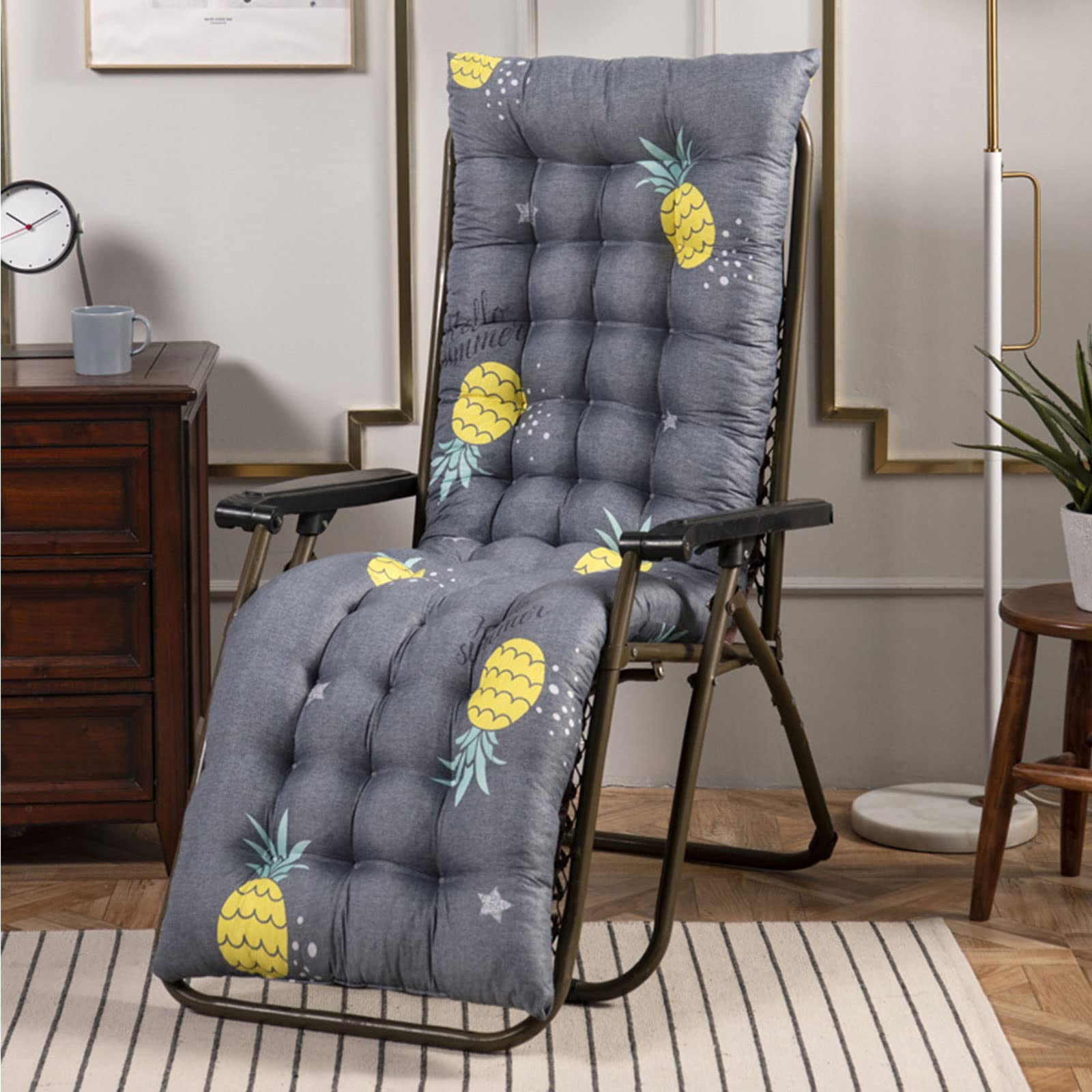 Sun Lounger Cushion Pad, Replacement Garden Recliner Chair Cushions, Thick Chair Pad Chaise Lounge Cushion for Travel Holiday Garden Indoor Outdoor,E,48 * 155cm