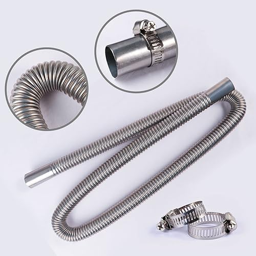 Miniatura 7 de FizLig Tubo de escape de acero inoxidable, extensión de escape diésel flexible de 78.7 pulgadas para camionesgeneradores, tubo anticorrosión con kit