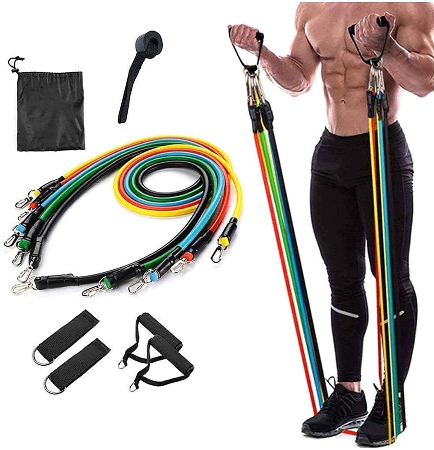 CristaVista Resistance Bands 11 pcs Set, Stretching and Exercise, Toning Tube kit with Door Anchor, Foam Handles, Leg Ankle Strap and Carry Bag and Box Packaging for Men & Women Workout at Home & Gym (B0BWF8VSM6) Amazon Price History, Amazon Price Tracker