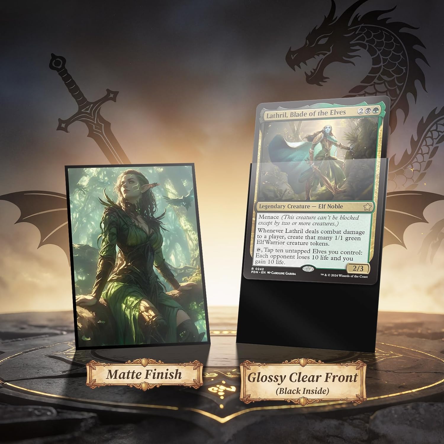 MTG Card Sleeves - Elf - 100 CT EDH Commander Sleeves for Magic the Gathering