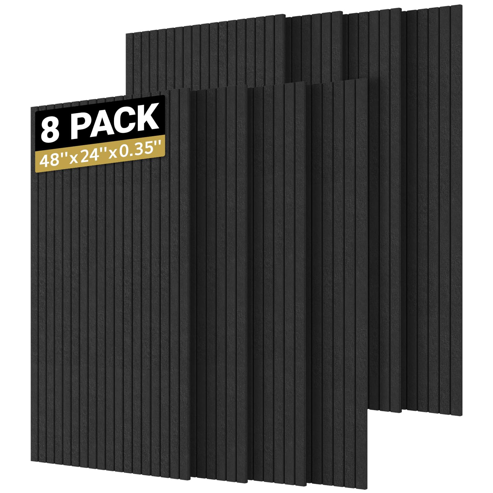 TONOR 8 Pack Large Acoustic Panels,47.2'' x 23.6'' x 0.35'' Acoustical Wall Panel, Self-Adhesive Sound Proof Panels, Decorative Soundproof Wall Panels for Echo Absorption for Home Studio Office, Black