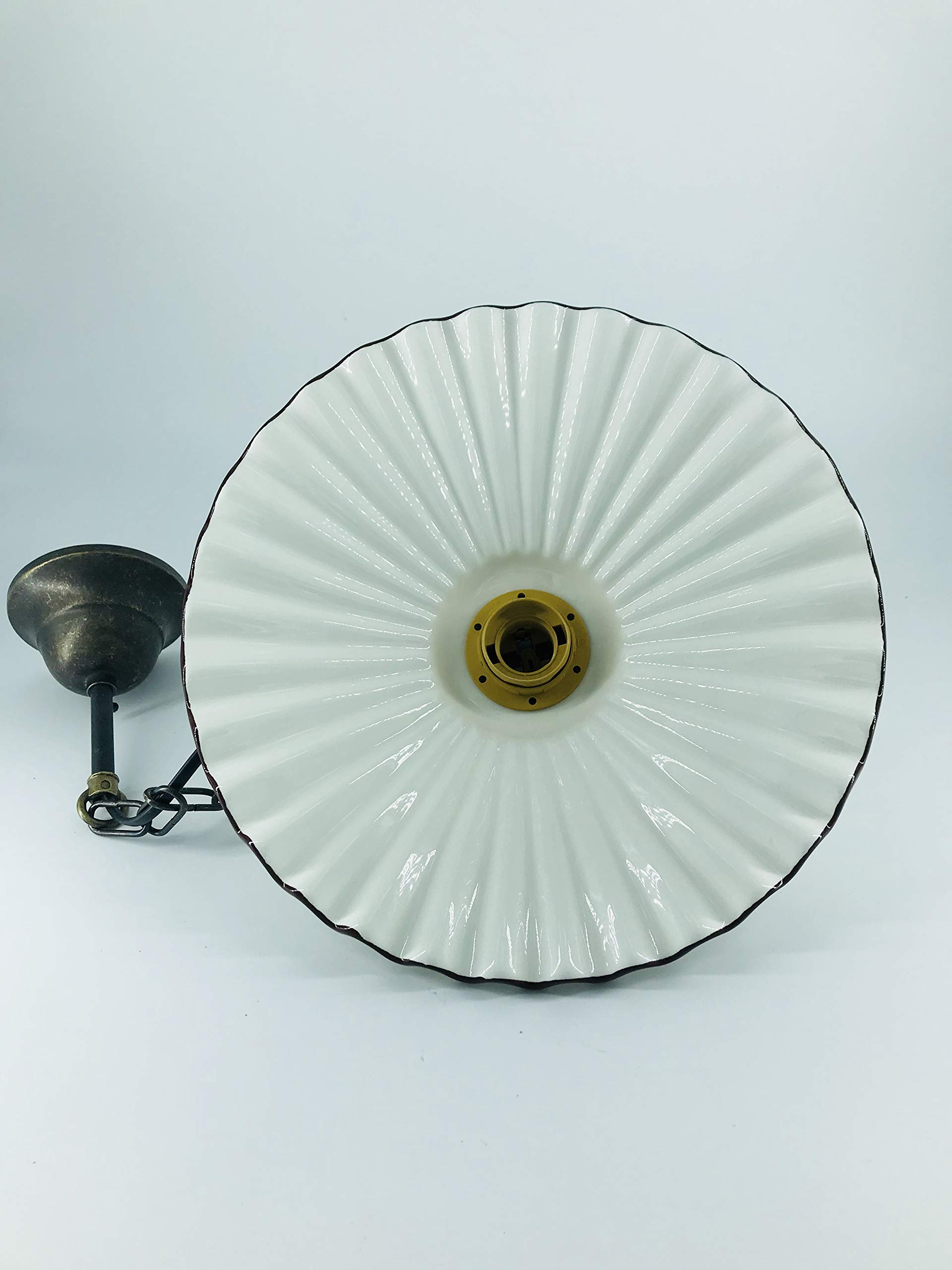 arterameferro Lustre à suspension en laiton avec chaîne et plaque céramique perforée 32 cm