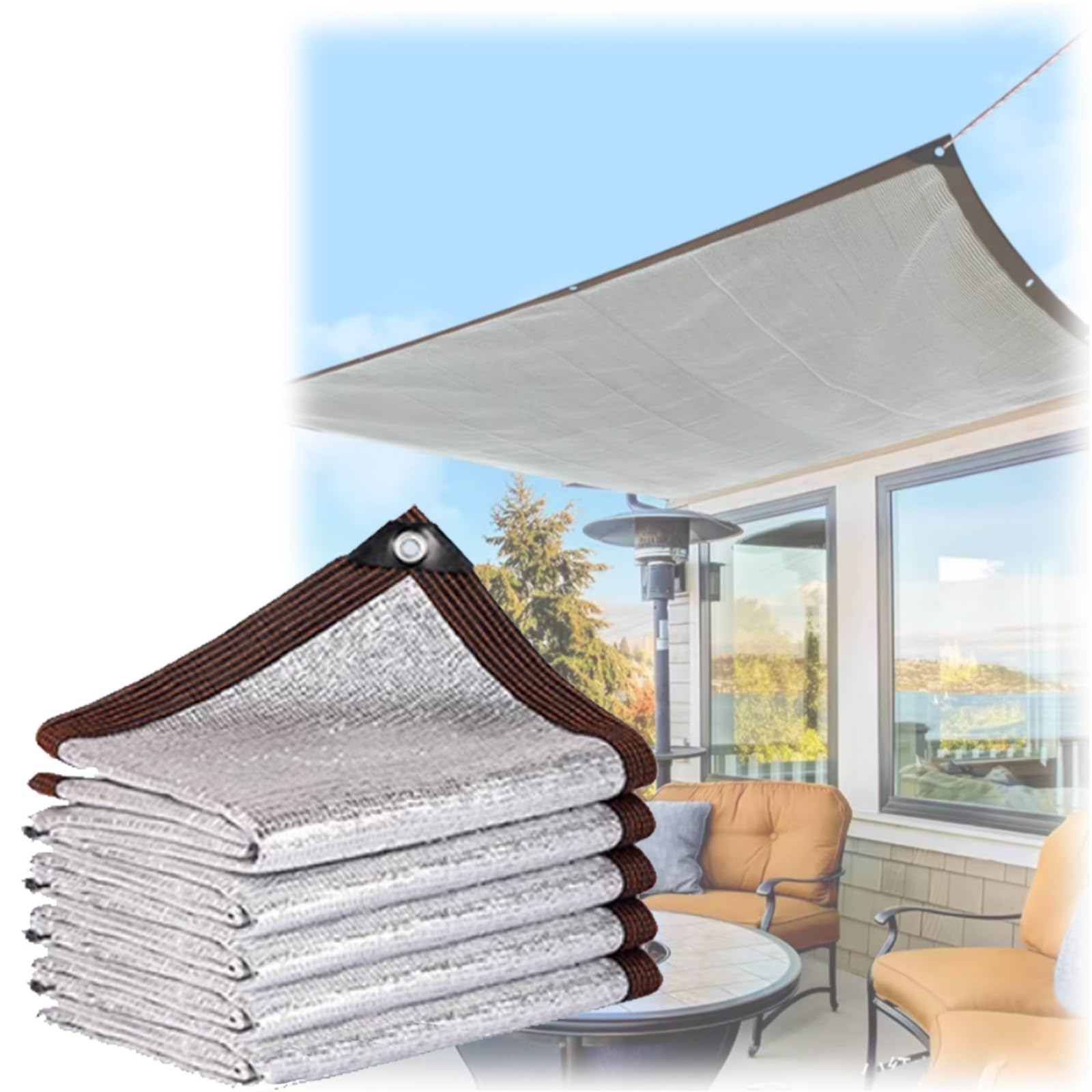 3 x 10 m ochrona przed promieniowaniem UV, oddychający odblaskowy aluminiowy baldachim na imprezy plenerowe, cień dla psa, chłodne i odświeżające schronienie, trwała osłona przeciwsłoneczna