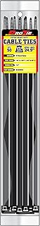 Pro Tie Extra Heavy Duty Cable Ties, Self-Locking Nylon Cable Wire Ties for Indoor and Outdoor Use | 24.9-Inch, 175 lbs. Tensile Strength, UV Black Nylon, 50-Pack (PN: B24EHD50)