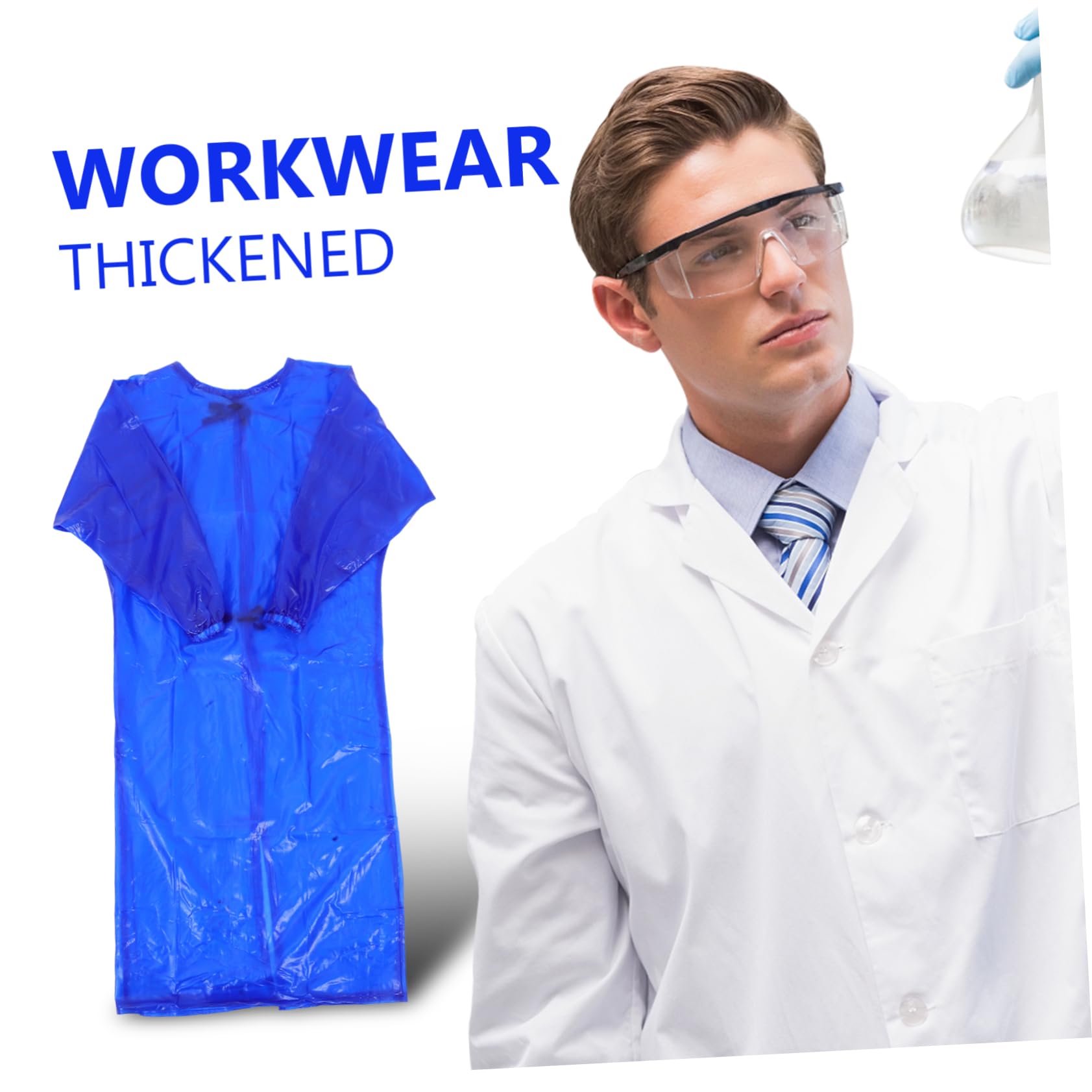 Veemoon Langarmbluse wasserdichte Arbeitskleidung Laborkittel wasserdichte Schürze strapazierfähige Schürze Unisex-Arbeitsschutzkleidung Schürzen Masse dicke Chemikalienschürze PVC Blue