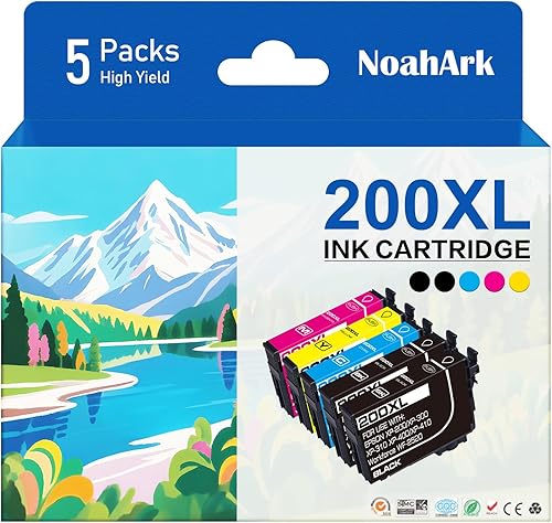 Paquete de 5 cartuchos de tinta remanufacturados 200XL de repuesto para Epson 200 XL T200XL uso para Expression Home XP-200 XP-300 XP-310 XP-400