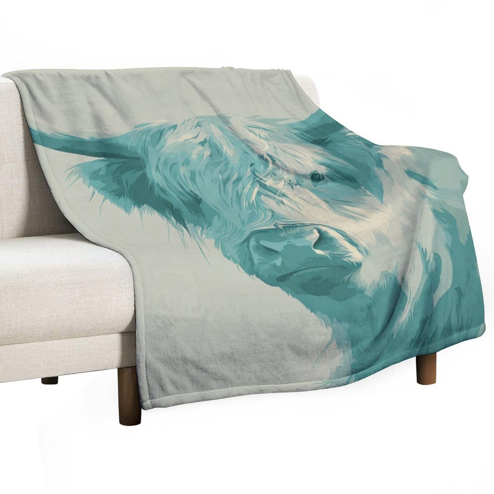 Jubonexis Minimalist Highland Cow Vintage Anti Pilling Throw Blankets Cozy Durable Blanket for Bedroom Living Rooms Couch Sofa Bed 130x150cm(50x60in)