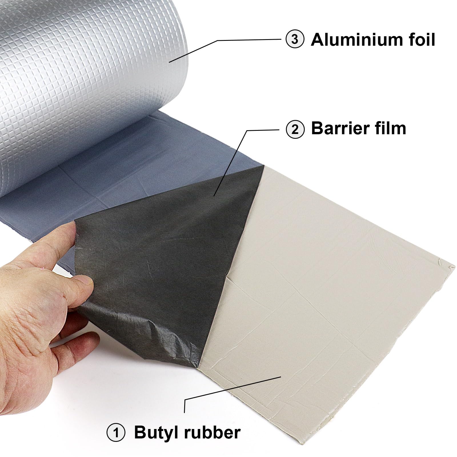 BOMEI PACK Nastro sigillante extra largo in lamina di alluminio impermeabile, 300 mm x 10 m, spessore 1,5 mm, resistente per riparazione di perdite di tetto, grondaie, camper, tubi, nastro autoadesivo