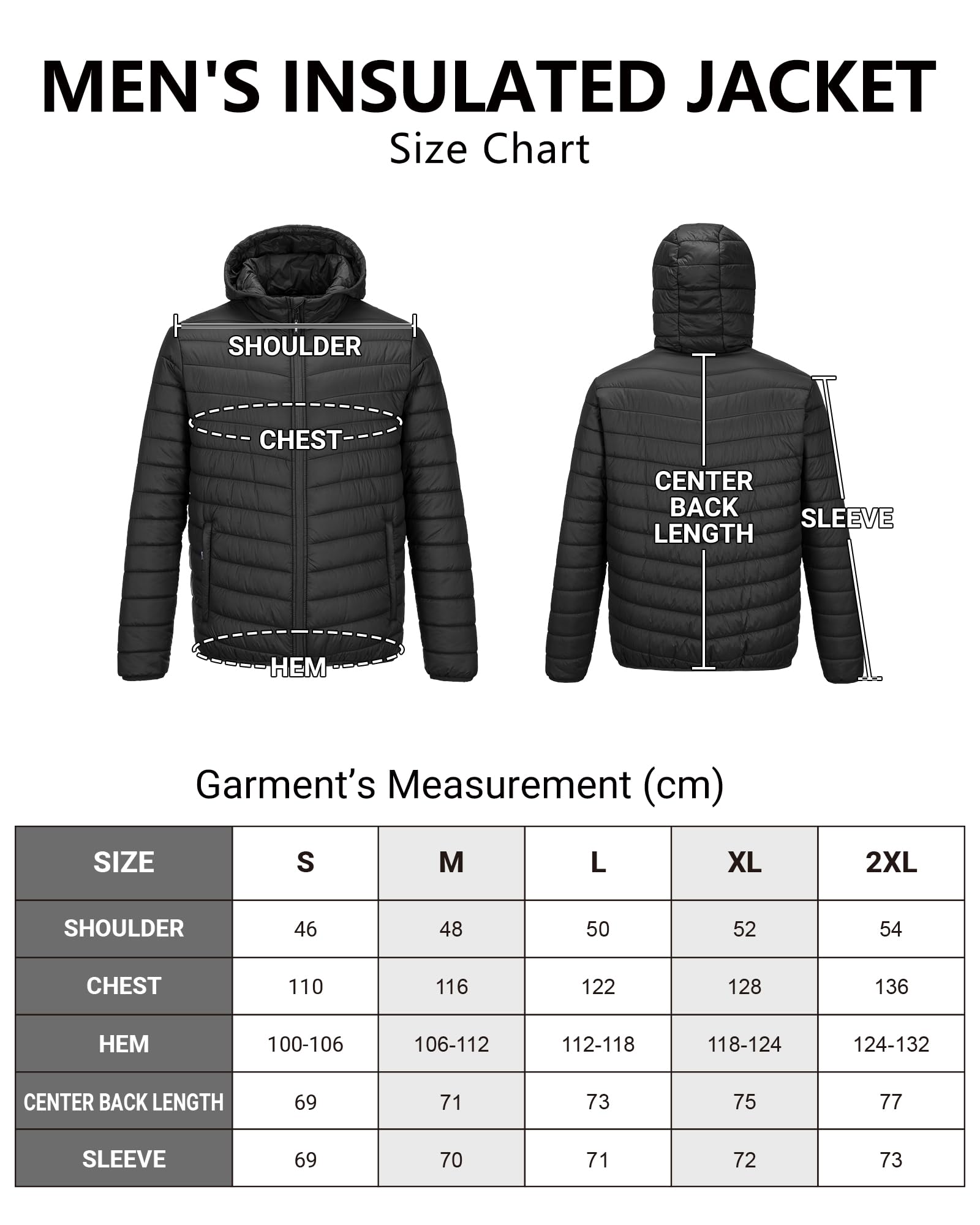 Outdoor Ventures Veste matelassée imperméable pour homme - Veste à capuche légère et imperméable - Avec poches