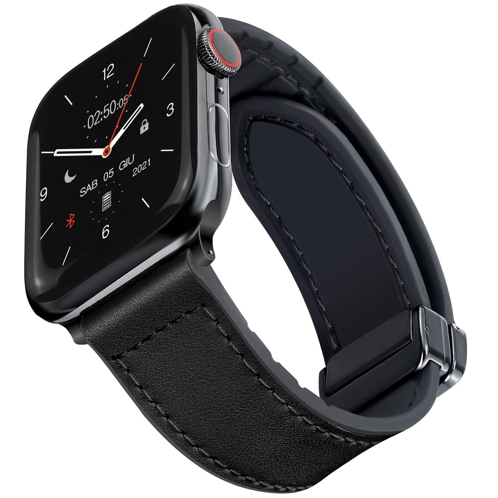 Magnetic Leather Watch Band for Apple Watch Ultra, 49mm/45mm/44mm/42mm - Magnetic Buckle Replacement Genuine Leather Strap for Apple Watch Series