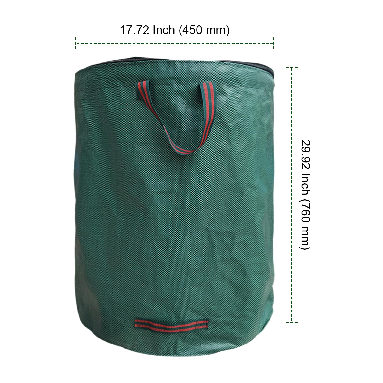 3 Sacos de Hojas 120L con Tapa Cremallera, Bolsas Jardín Polipropileno Estables, Plegables Reutilizables con Asas, para Hojas Hierba Residuos Jardín, 45x76 cm Verde