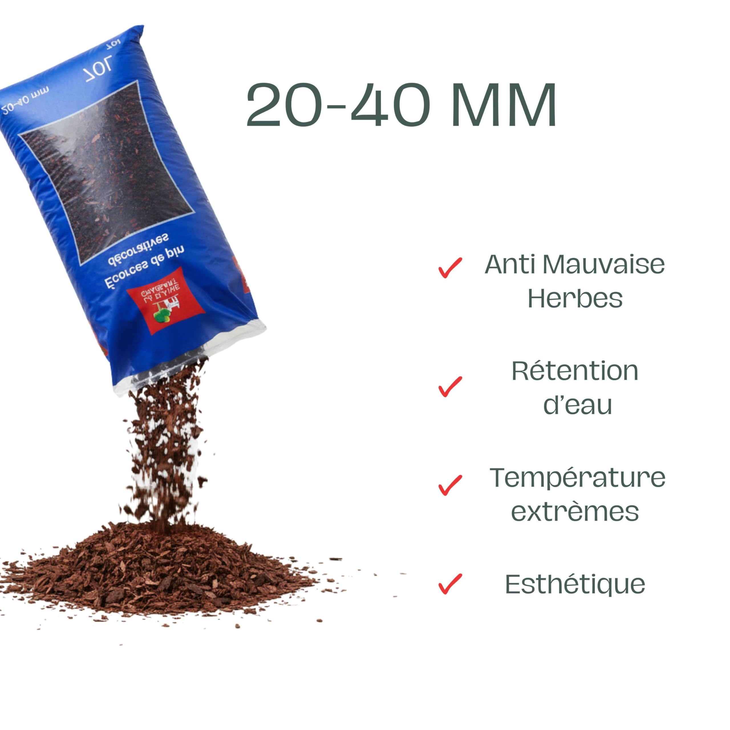 La Plaine Chassart | Ecorces de Pin Maritime Décoratives | Sac de 70L | Previent la pousse des mauvaises herbes | Copeaux de Bois de Paillage | Biodegradable Í Parc, Jardin et Terrasse Í Jardinage