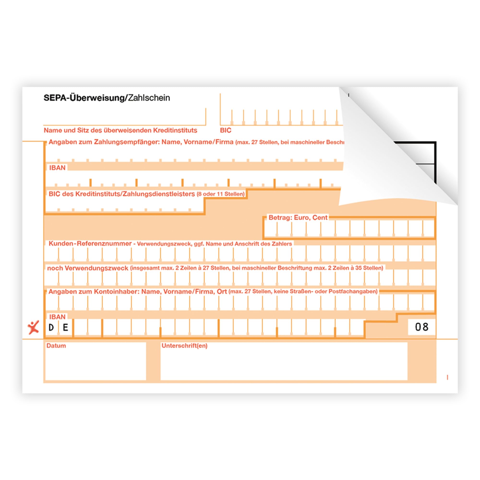Litfax – SEPA Überweisung Zahlschein, Format: DIN A6, 2-fach mit Durchschlag, Leicht zu trennen, selbstdurchschreibend, SEPA-Zahlscheine Bankformulare (300 Stück)