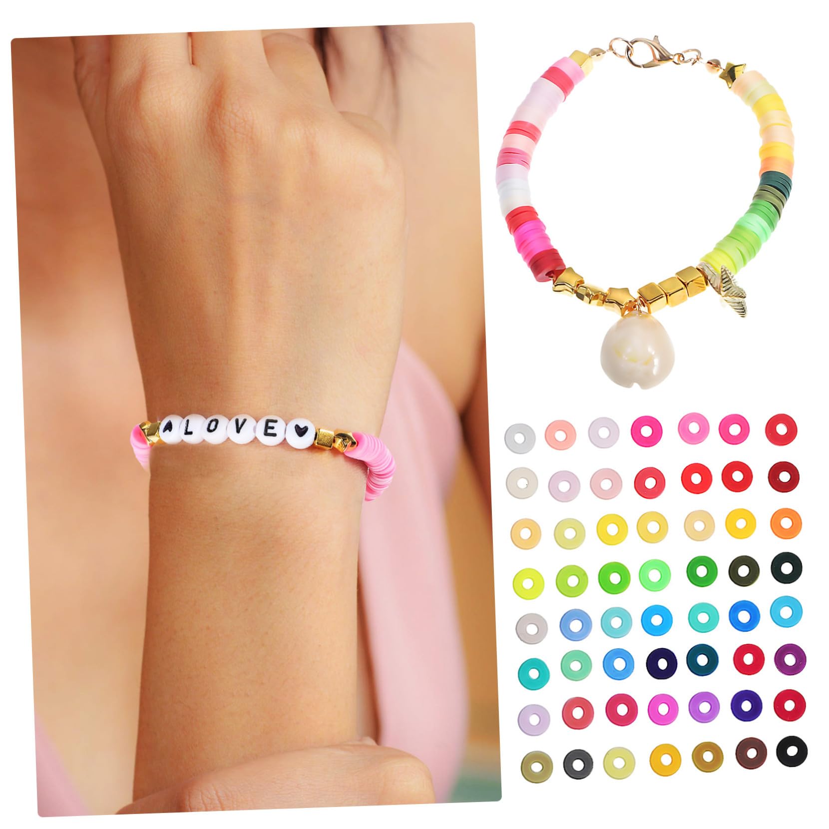 Holibanna Kit de Perles pour Création Bijoux Vibrant et Complet Accessoires DIY pour Bracelets et Colliers Résistantes Cadeaux Personnalisés