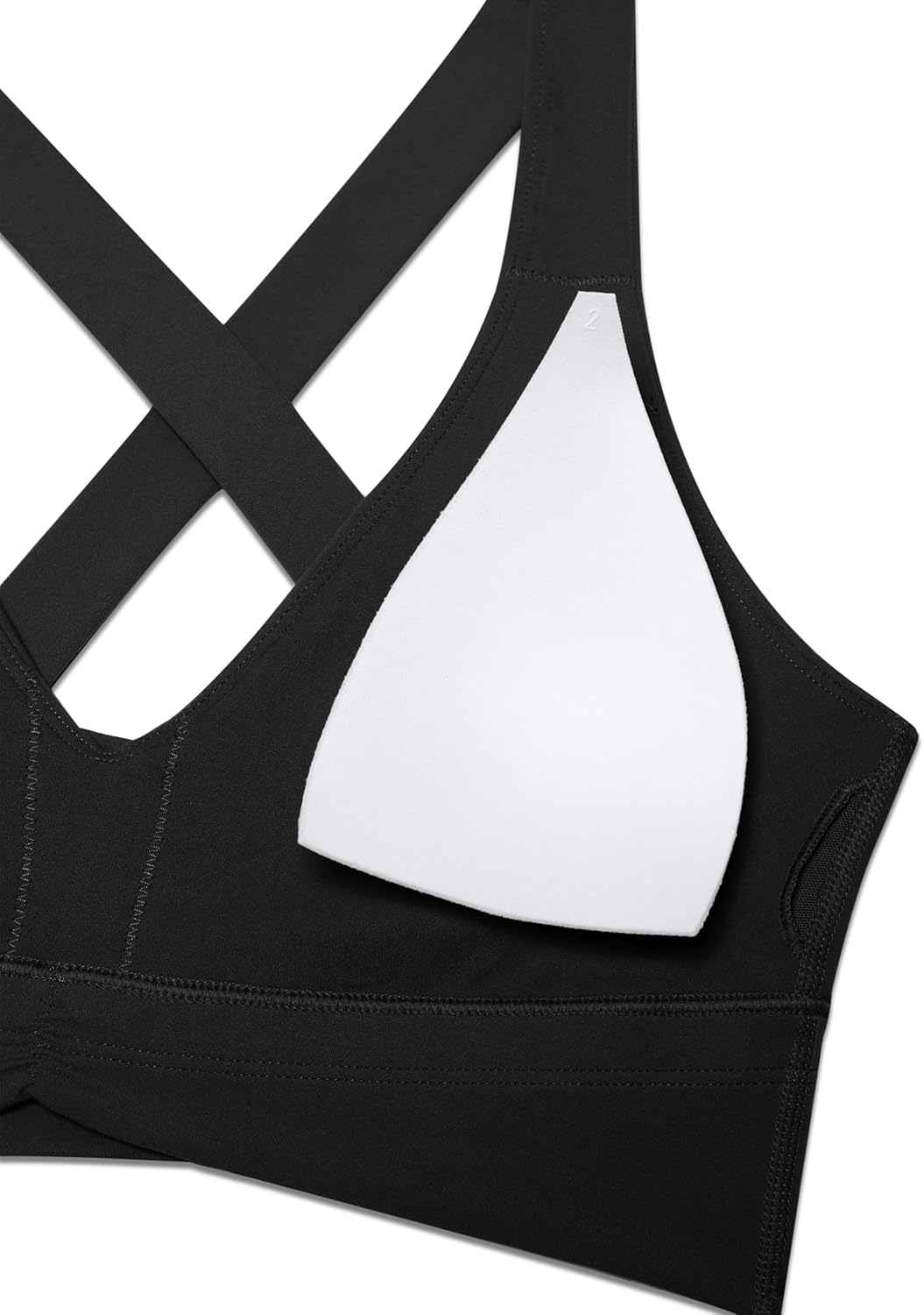 CRZ YOGA Butterluxe Ruched Longline Sports Bras for Women - V Neck Padded Yoga Tank Wide Straps Cross Back Crop Tops - Image 5