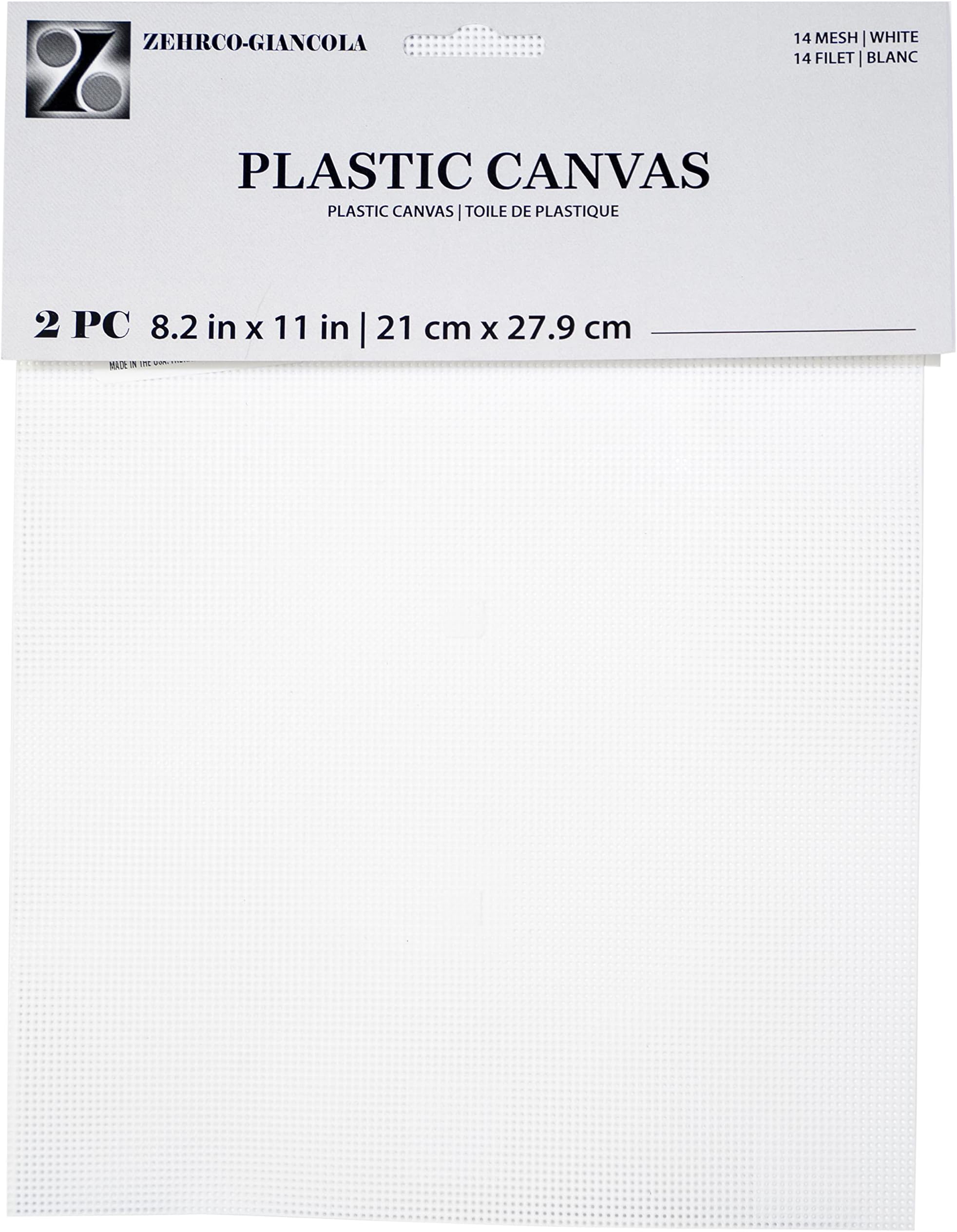 Perforated Plastic Canvas 14 Count 8.5"X11" 2/Pkg-White