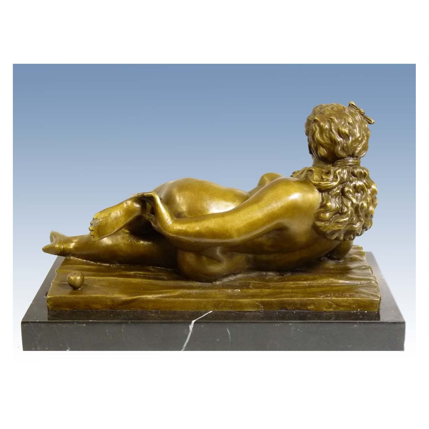 Kunst & Ambiente Liegende Frau mit Äpfeln - Fernando Botero - signiert - Akt Skulptur - Wohndeko - Künstler Figur in Bronze - Bronzefigur