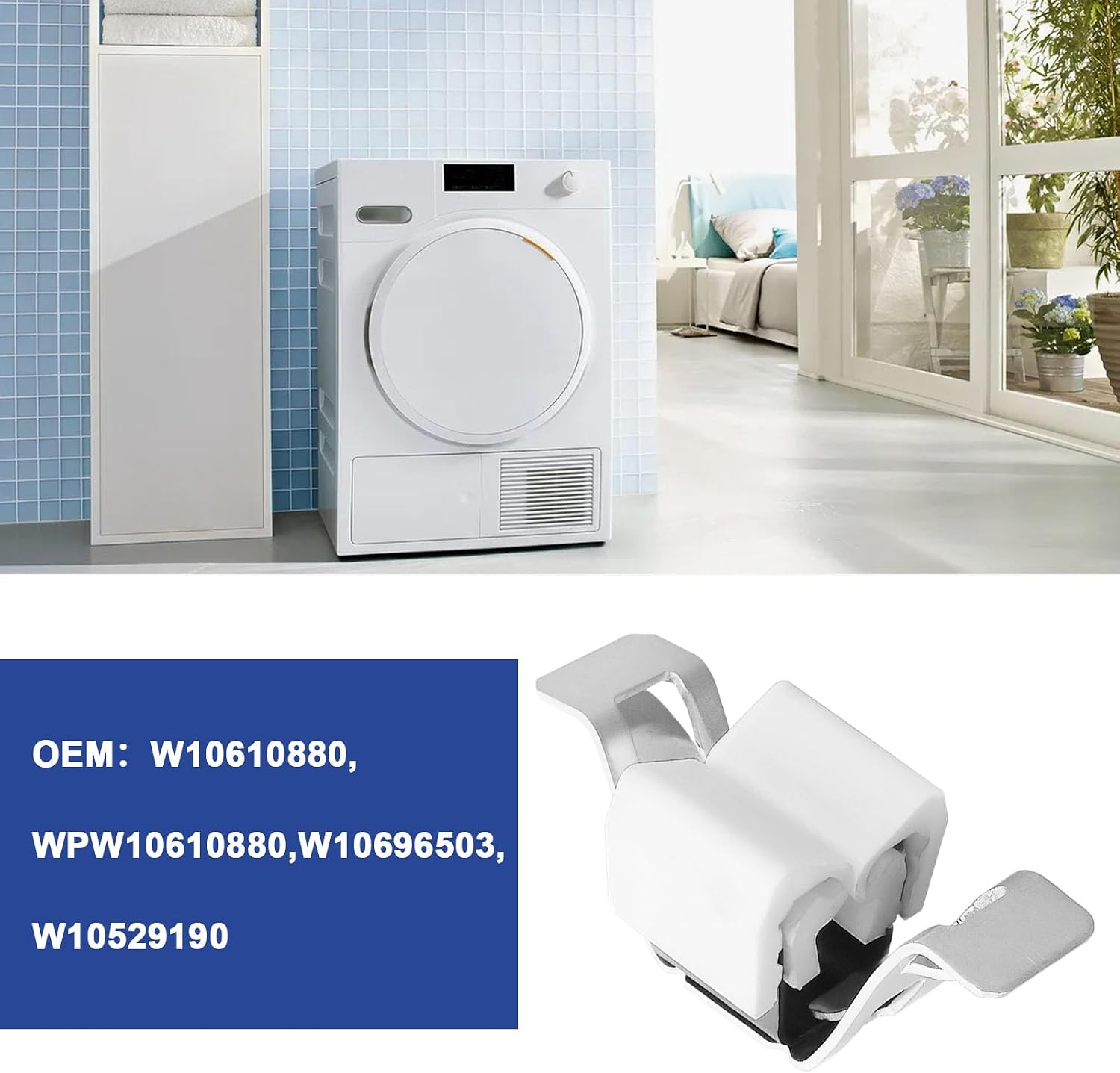 1pc Dryer Door Lock Replacement Part W10610880 WPW10610880 W10696503 W10529190 Compatible with Whirlpool WPW11429587 Dryer