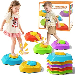 Voiced Stepping Stones for Kids, 5pcs Durable Non-Slip Balance Stones, Promoting Children's Coordination and Motor Skills, Indoor & Outdoor Toys, Obstacle Course, Gifts for 3+