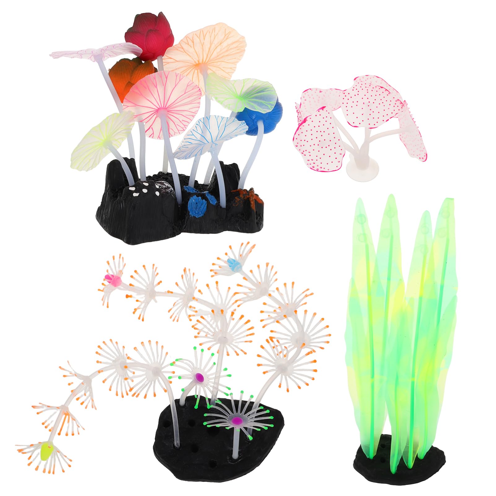 YARNOW 2 Juegos Decoración De Pecera Artificial Decoración del Acuario De Pescado Plantas De Agua Verde Artificial Decoraciones De Pecera De Plástico Coral Falso El Plastico 4 Uds * 2