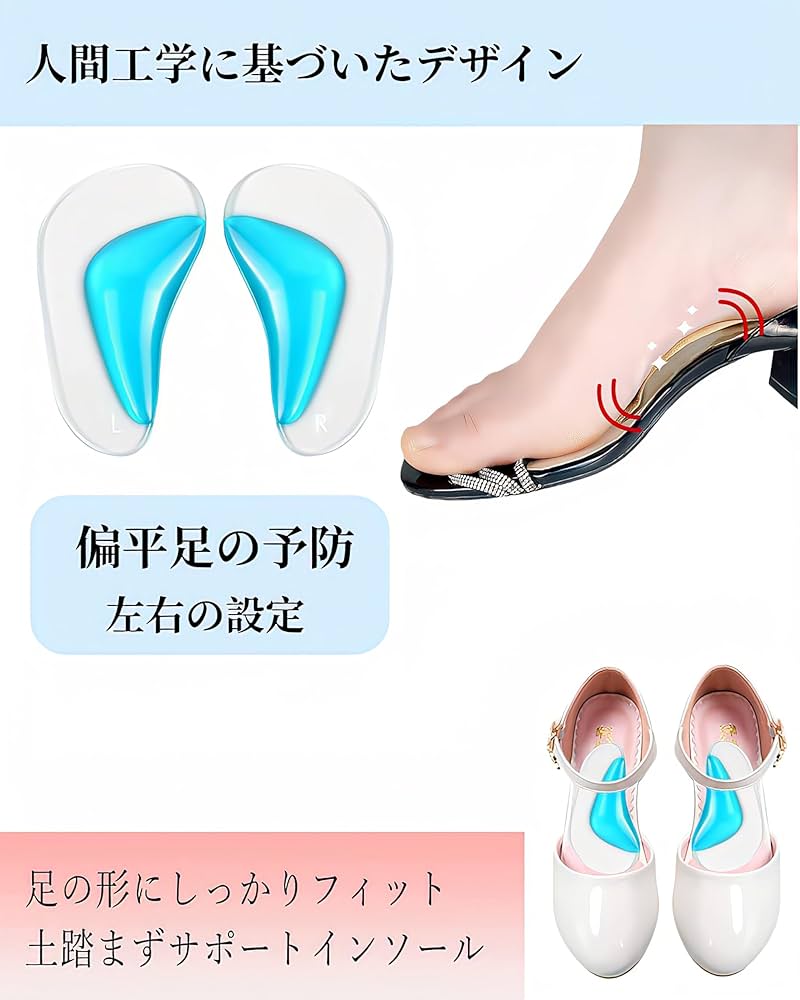 L 土踏まず足用アーチサポーター 足裏 保護パッド 立ち仕事 ランニング 登山 Amazon | [3ペア]セット土踏まず 足用アーチサポーター 衝撃吸収