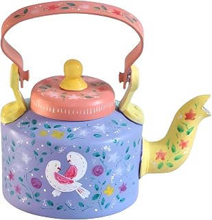 NYSARG HANDPAINTED LOVE BIRDS PURPLE KETTLE, SIZE LARGE