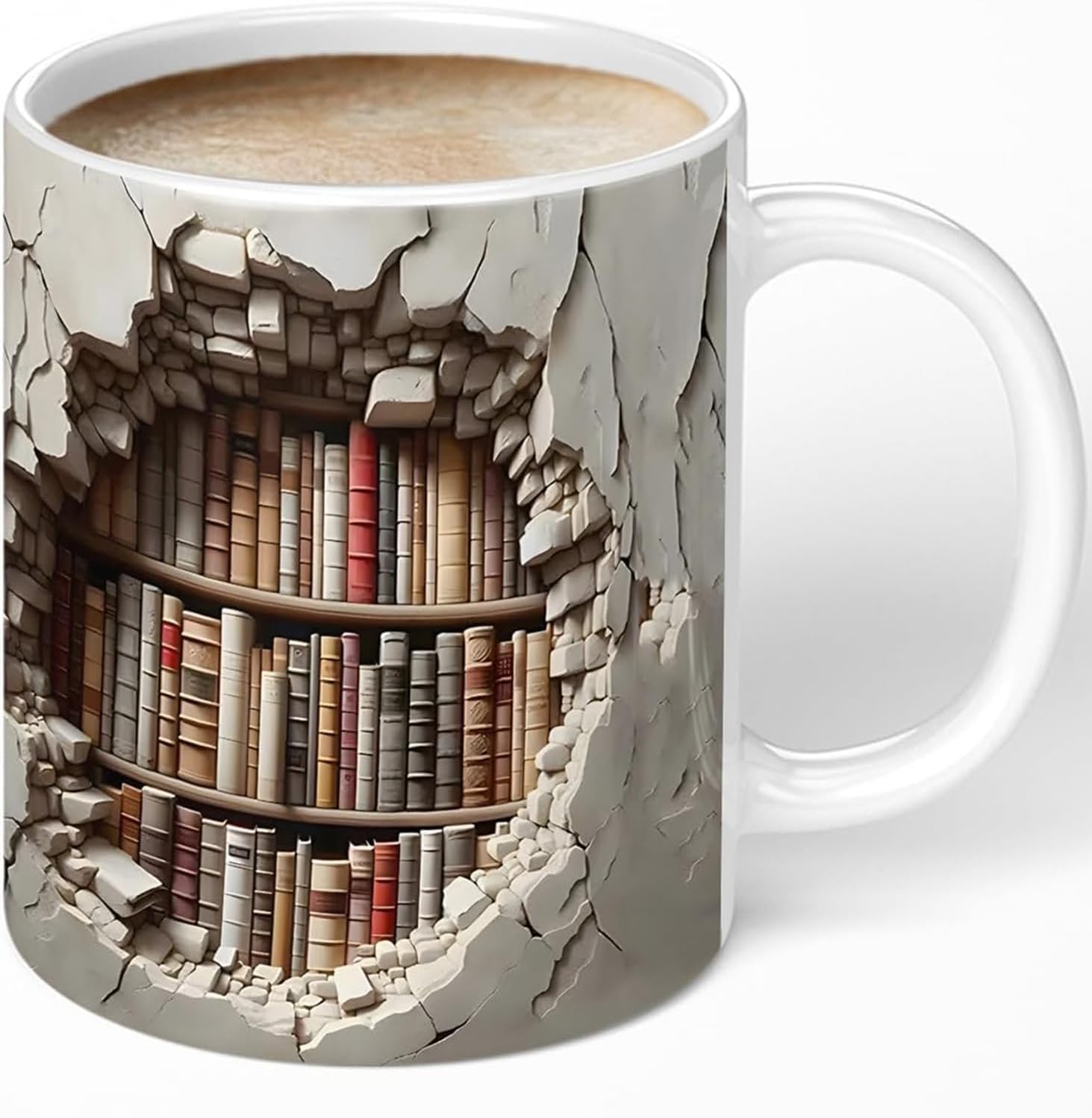 ourhommie 2D Bookshelf Mug 11oz A Library Shelf Cup