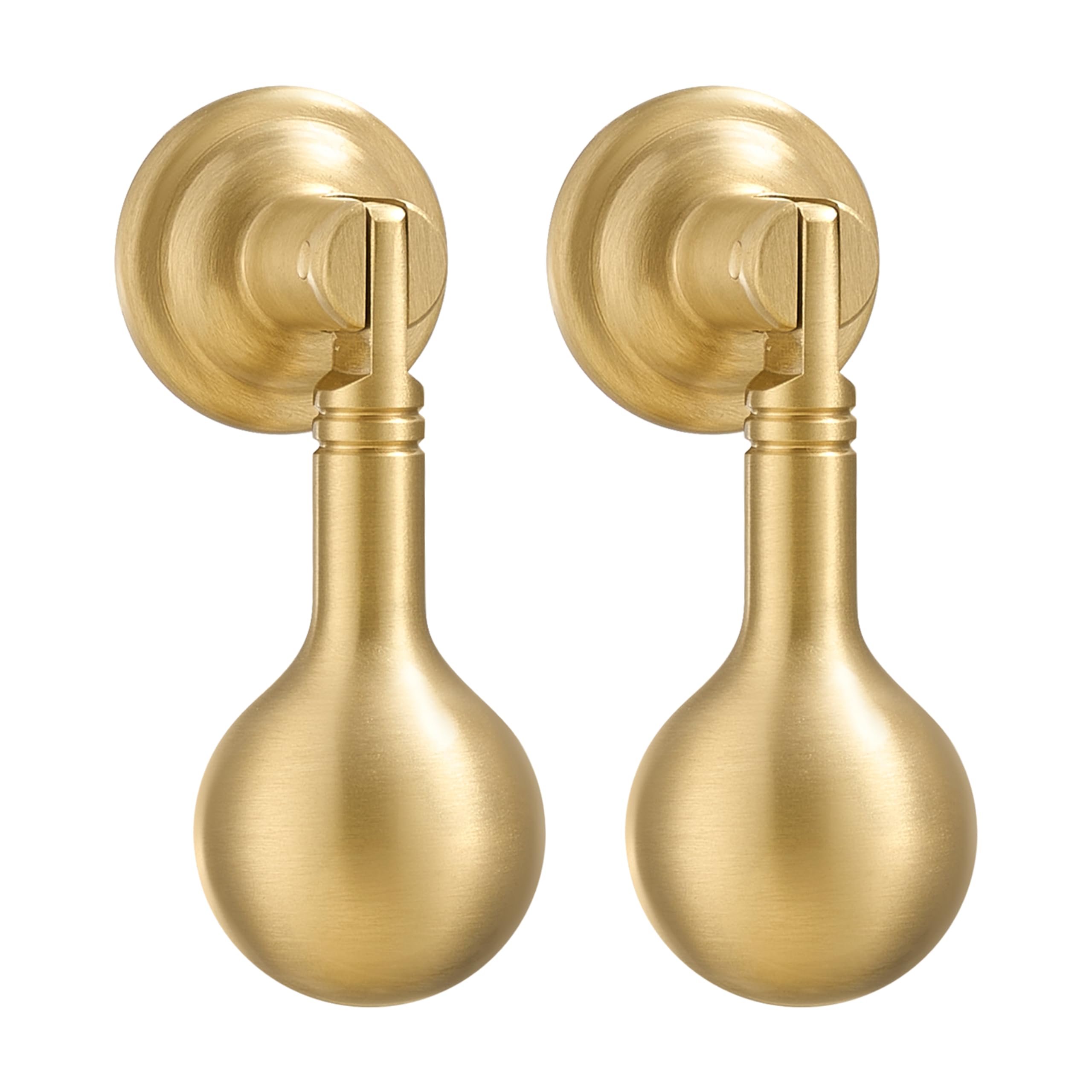 RZDEAL Solid Brass Cabinet Knobs 2-Pack, Modern Drop Pulls Handles for Kitchens,Cabinets, Drawers, Dressers,Cupboard, Gold Pendant Knob, Brushed Brass