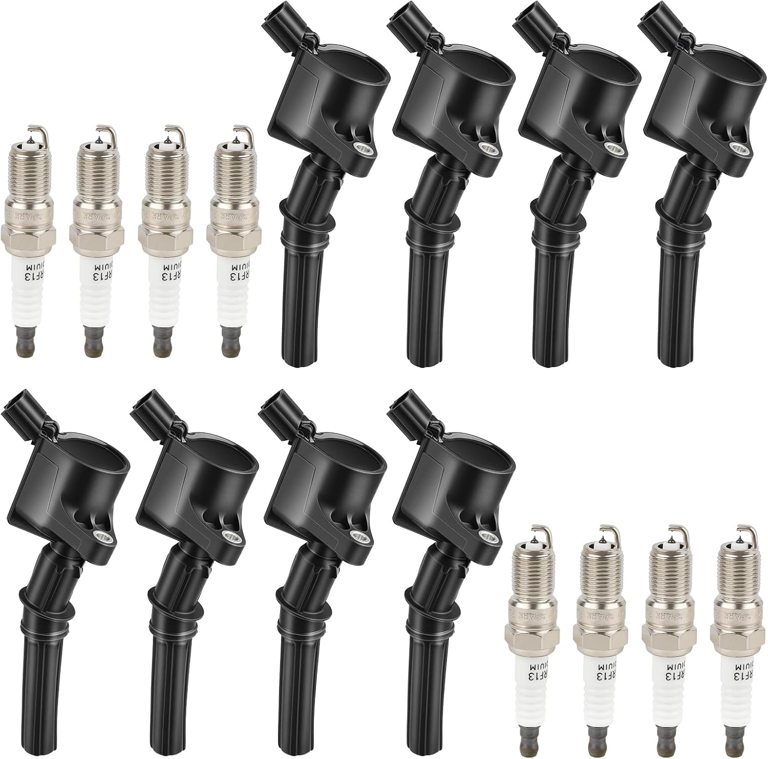 4.6L DG508 Ignition Coil Pack and SP413 Spark Plugs Compatible with Ford 2000-2010 F150, 2000-2004 Mustang Expedition Explorer, Lincoln, Mercury, 4.6L V8 DG508 FD503