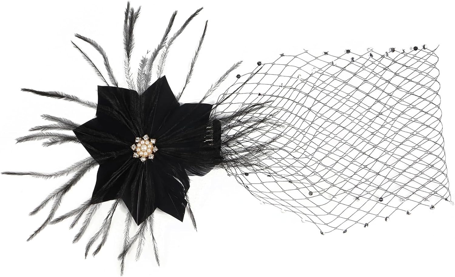 Flapper Headband Roaring 20s Headpieces Flapper Accessory Fascinators for Women Great Gatsby 1920s Headbands Vintage Headpiece Hair Clip - Image 4