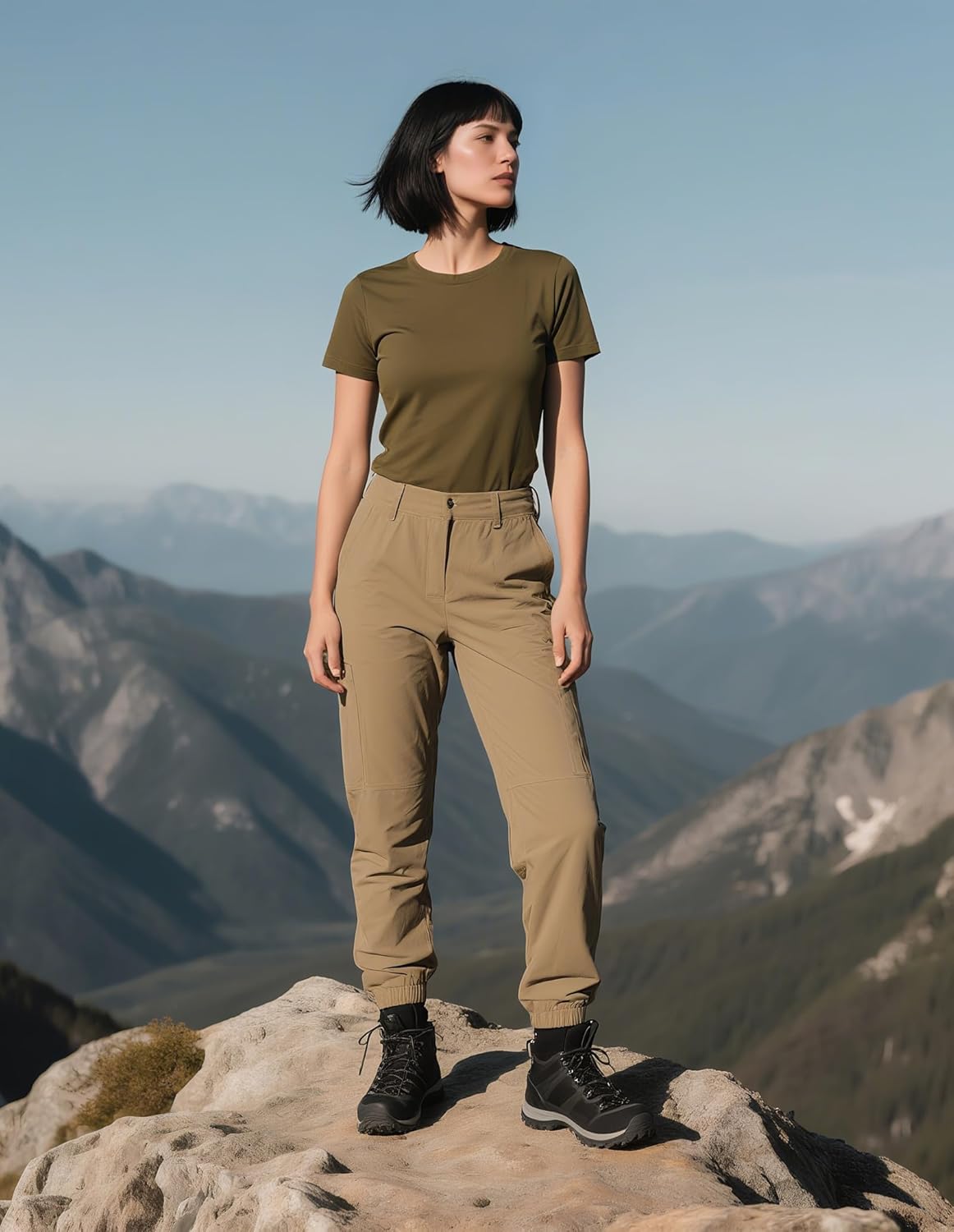 Women's 100% Merino Wool T-Shirt, Crew Neck Lightweight Moisture-Wicking Athletic Base Layer Tops for Running