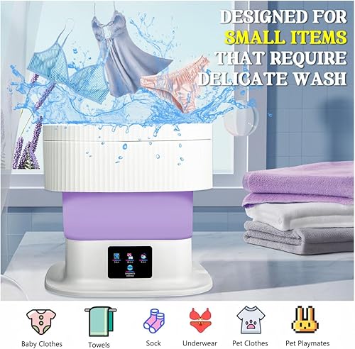 Miniatura 4 de Mini lavadora, lavadora plegable portátil con 3 modos de limpieza, potencia mejorada de 60 W y lavadora de capacidad de 15 L, adecuada para