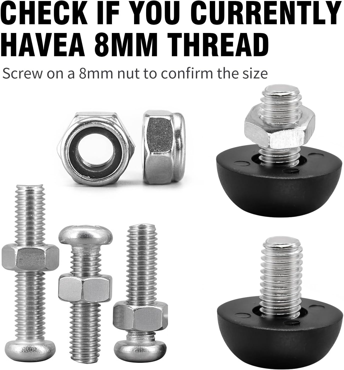 24 PCS 8mm x 1.25 M8 Project Adjustable Outdoor Furniture Leg Levelers, Screw in Leg Levelers Replacement Outdoor Patio, Stainless Steel Screw-in Patio Furniture Leveling Feet