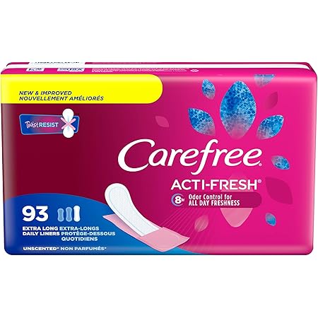Carefree Acti-Fresh Body Shape Pantiliners Extra Long Unscented - 93 Count