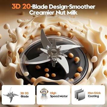 8-in-1 Nut Milk Maker, 50oz Glass Soy Almond Oat Milk Machine with 20-Blades, Delay Start, Constant Temperature, Self-Cleaning, Overheat Protection, Recipe Included