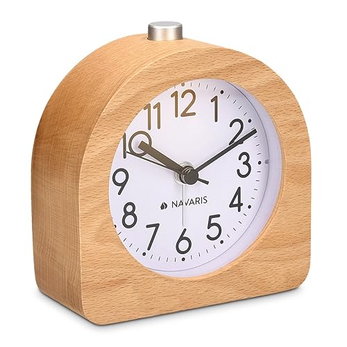 Navaris Réveil Matin en Bois - Reveil Analogique avec Design