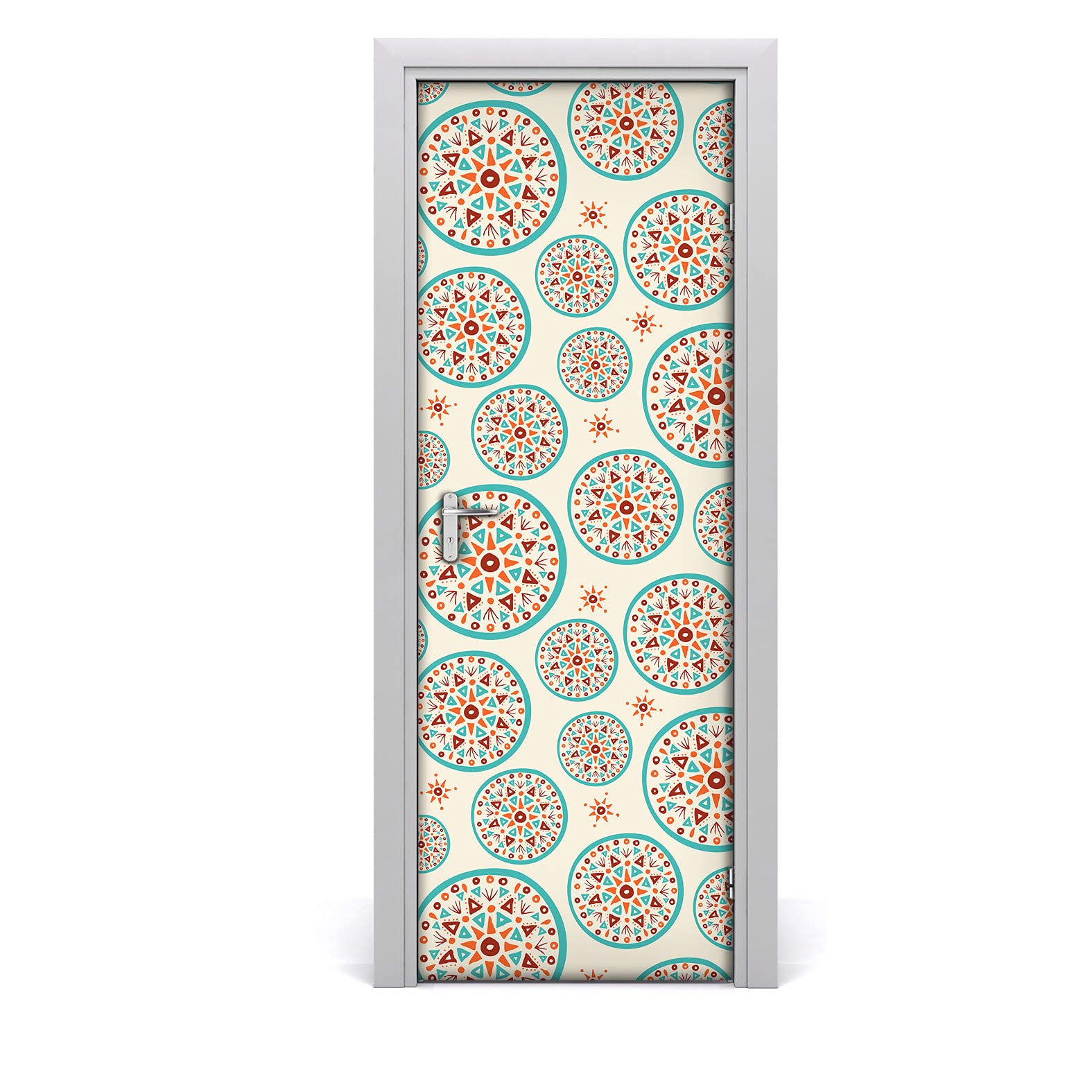 Autocollant de porte 70x200cm papier peint orange boho pour decoration murale