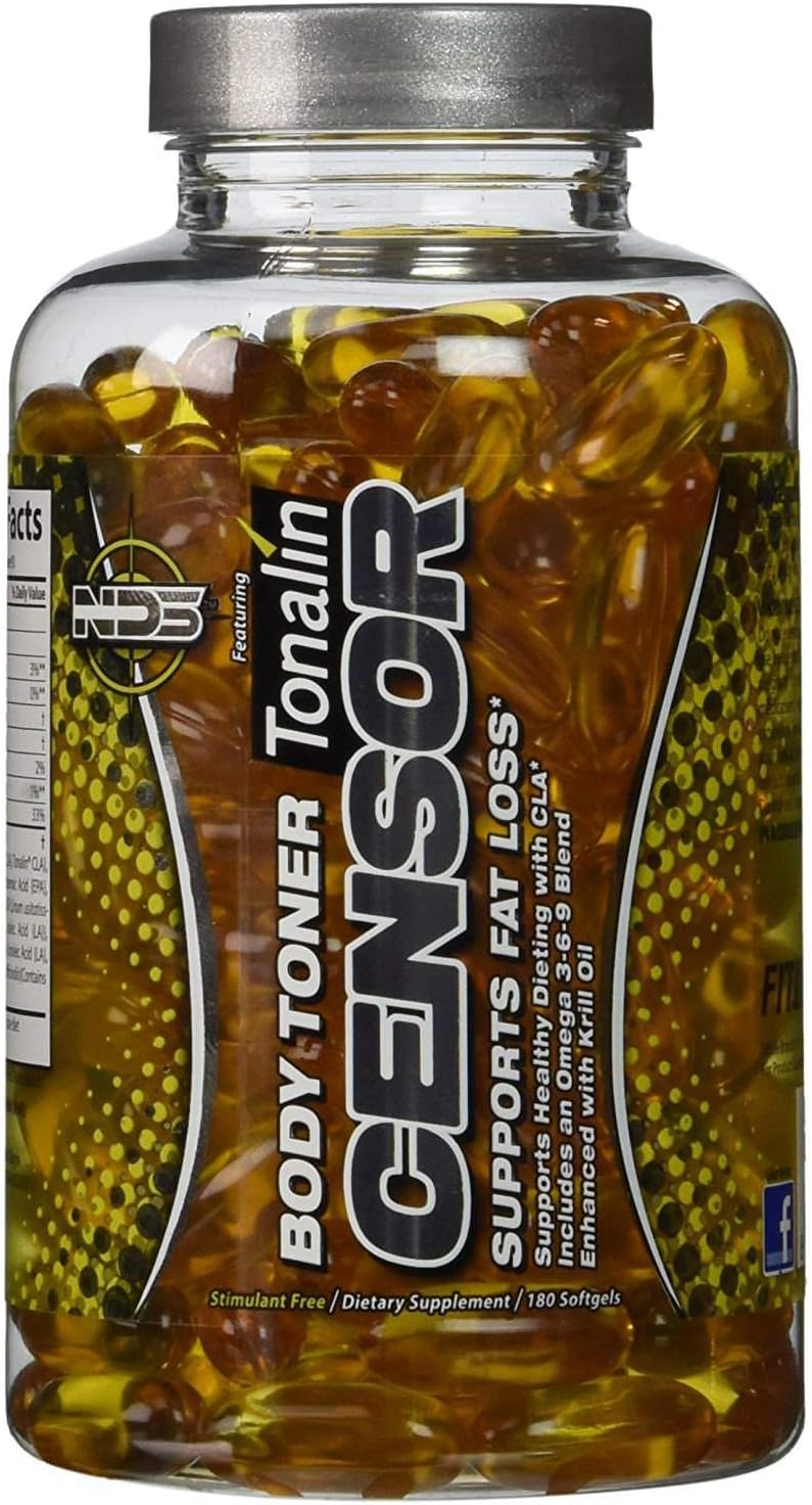NDS Nutrition Censor - Fat Loss and Body Toner with CLA, Fish Oil, Safflower and Omega 3-6-9 Blend - Dietary Supplement for Improved Energy, Metabolism and Health - 180 Softgels
