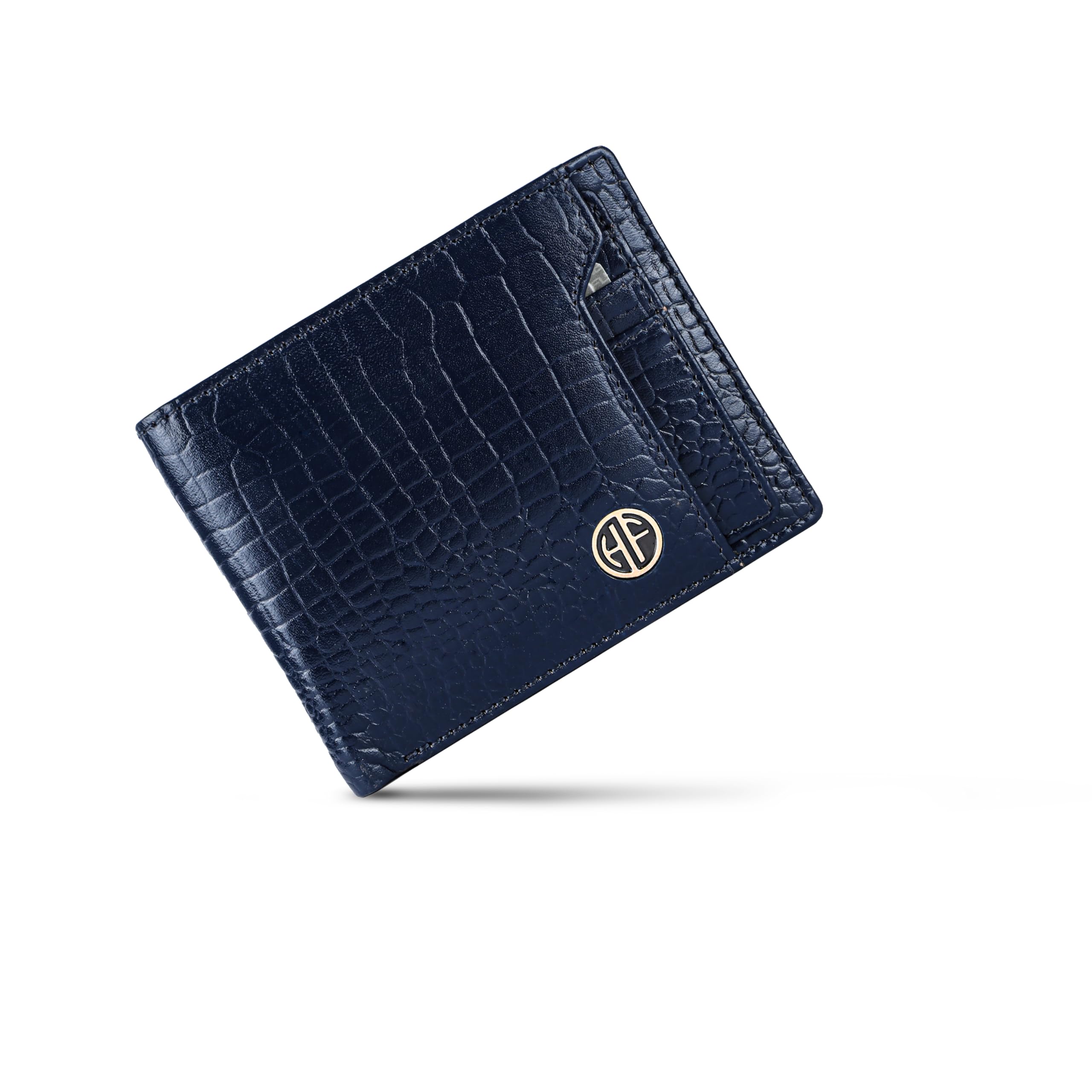 HAMMONDS FLYCATCHER Wallet for Men Leather Original, Mens Wallet, Leather Wallets for Men Stylish, Bi-Fold Wallets for Man, 6 Card Slots, Easy Access Card Slots, Coin Pocket, Mens Gift - Croc Blue