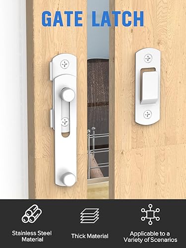 Miniatura 2 de Cerradura de puerta corrediza de granero, pestillos de puerta de acero inoxidable, pestillo de seguridad para gabinete de vino, baño, exterior,