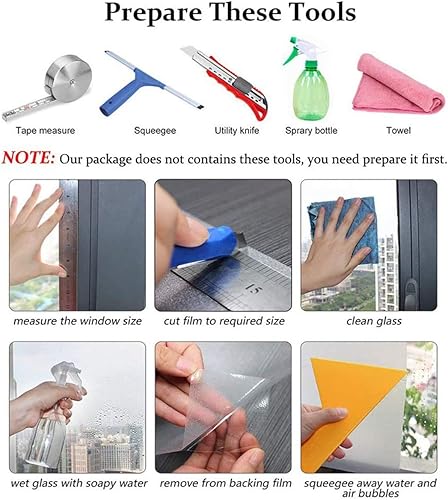 Miniatura 7 de WochiTV Película opaca total para ventana, 100 % bloqueo de luz, no adhesiva, sin residuos, extraíble, opaca, adherencia estática, tinte de vidrio