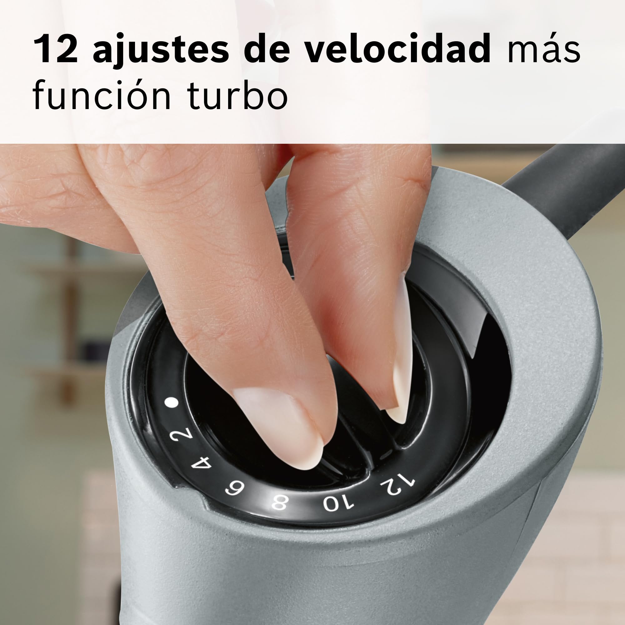 Bosch - Batidora de mano profesional, ErgoMixx, 750 W, 12+1 velocidades, QuattroBlade, Picador y vaso, Negro, MSM67160