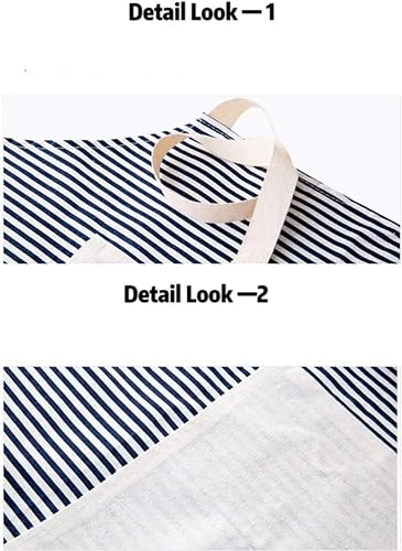 Delantales de decoración del hogar con bolsillos, chef de aseo para lavar platos, uso comercial y doméstico (rayas azules, 100% algodón de lona),